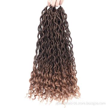 Wavy Goddess Locs Curly Crochet Braids Synthetic Crochet Braids Ombre Braiding Hair Faux Locks 16 inch